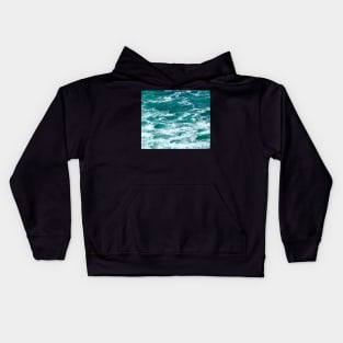 Aqua Blue Foamy Waves Kids Hoodie